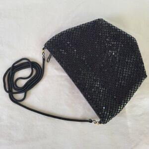 Vintage La Regale Black Mesh Evening Shoulder Bag 1960s 70s